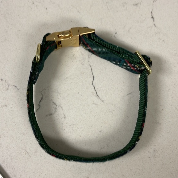 Holly Jolly Green Plaid Flannel Dog Collar Gold-tone Hardware Small-Medium - Picture 11 of 16